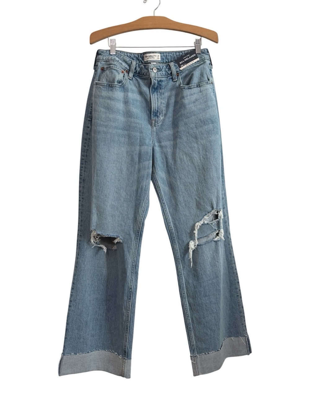 NWT Abercrombie Curve Love 90s Relaxed Distressed Jeans 29 Short